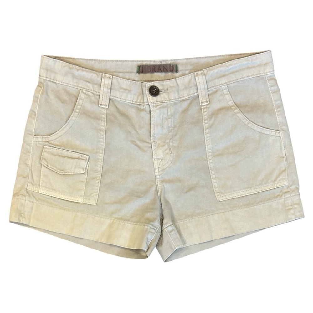 J Brand Cadet Low Rise Twill Cargo Micro Shorts in Worn Taupe Tan Women’s 25